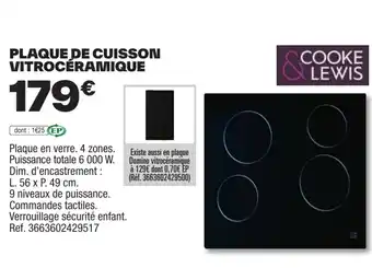Brico Dépôt PLAQUE DE CUISSON VITROCERAMIQUE offre