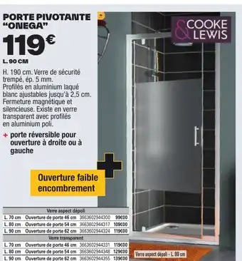 Brico Dépôt PORTE PIVOTANTE "ONEGA" offre