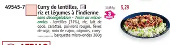 Maximo Curry de lentilles, riz et légumes à l'indienne offre