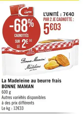 Casino Supermarchés BONNE MAMAN La Madeleine au beurre frais offre