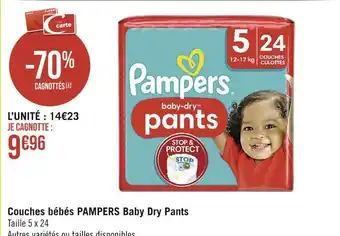 Casino Supermarchés PAMPERS Couches bébés Baby Dry Pants offre