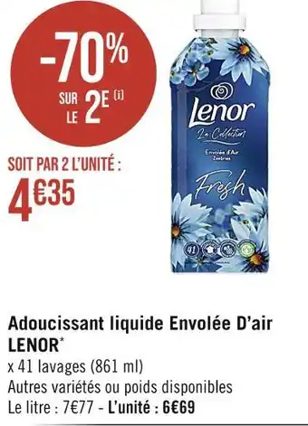 Casino Supermarchés LENOR Adoucissant liquide Envolée D’air offre