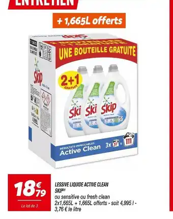 Netto SKIP LESSIVE LIQUIDE ACTIVE CLEAN(b) offre