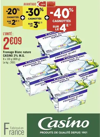 Casino Supermarchés CASINO Fromage Blanc nature 3% M.G offre