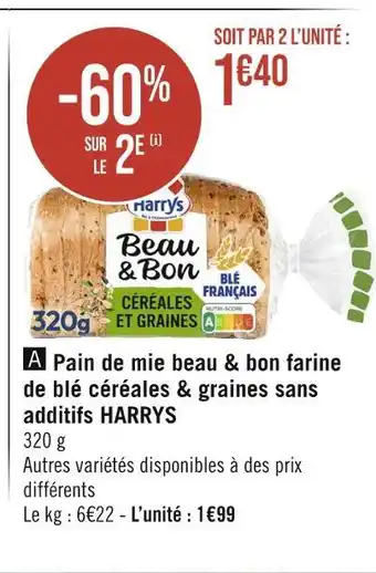 HARRYS Pain de mie beau & bon farine de blé céréales & graines sans additifs