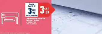 Bureau Vallée Impression de plan noir et blanc format a0 offre