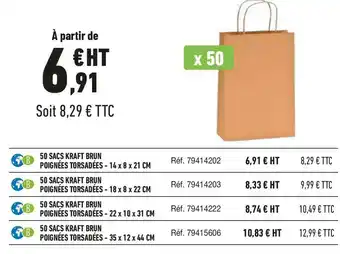 Bureau Vallée Sac kraft brun - poignées torsadées offre