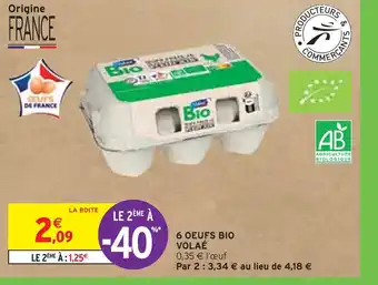 Intermarché VOLAÉ 6 OEUFS BIO offre