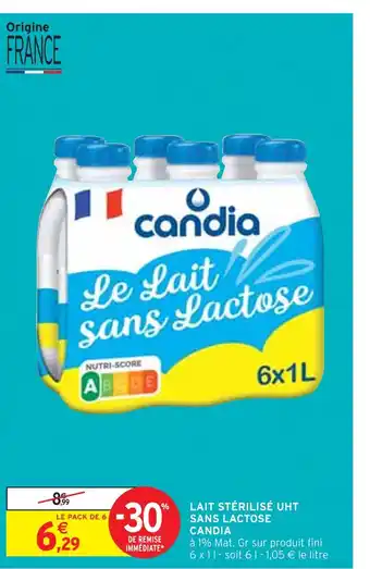 Intermarché CANDIA LAIT STÉRILISÉ UHT SANS LACTOSE offre