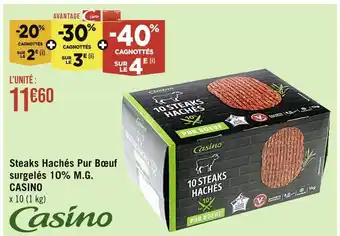Casino Supermarchés CASINO Steaks Hachés Pur Bœuf surgelés 10% M.G offre