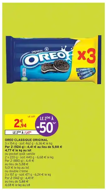 Intermarché OREO OREO CLASSIQUE ORIGINAL offre