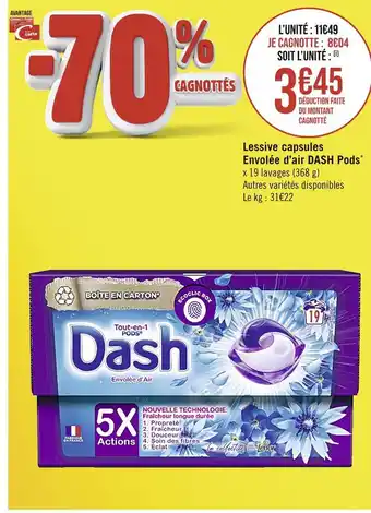 Casino Supermarchés DASH Lessive capsules Envolée d’air Pods offre