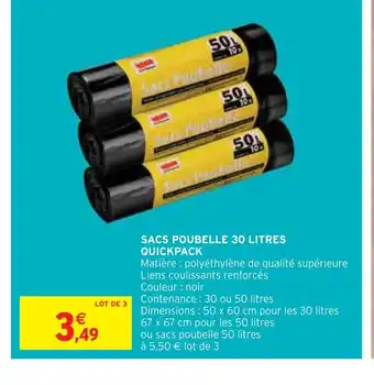 Intermarché QUICKPACK SACS POUBELLE 30 LITRES offre