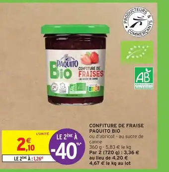 Intermarché PAQUITO BIO CONFITURE DE FRAISE offre