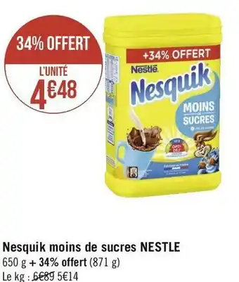 Géant Casino Nestle nesquik moins de sucres offre