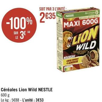 Géant Casino Nestle céréales lion wild offre