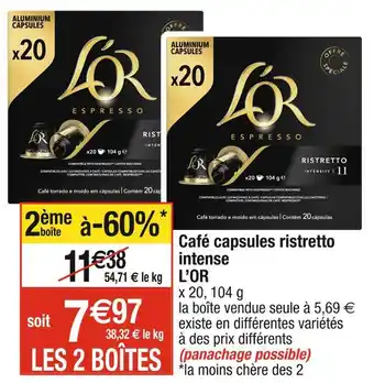 Cora x Carrefour L’OR Café capsules ristretto intense offre