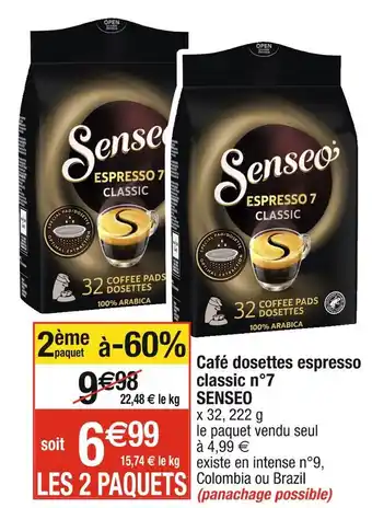 Cora x Carrefour SENSEO Café dosettes espresso classic n°7 offre