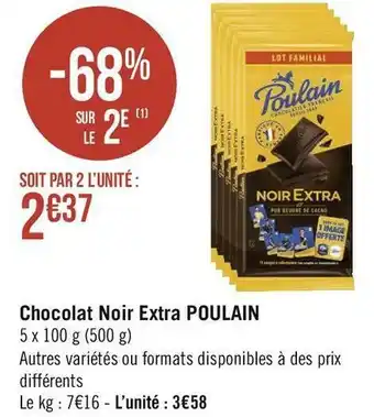 Géant Casino Poulain chocolat noir extra offre