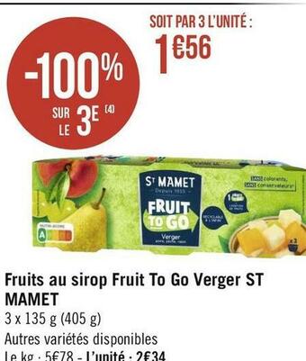 Géant Casino St mamet fruits au sirop fruit to go verger offre