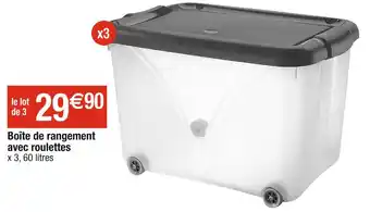 Cora x Carrefour Boîte de rangement avec roulettes offre