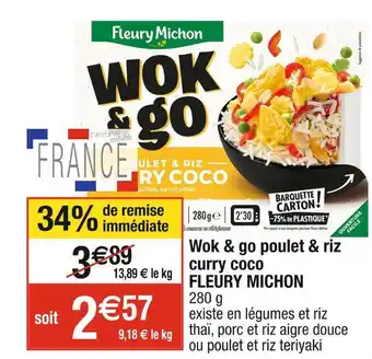 Cora x Carrefour FLEURY MICHON Wok & go poulet & riz curry coco offre