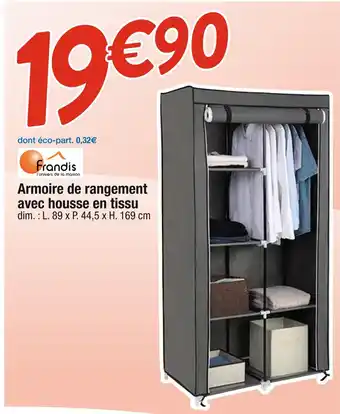 Cora x Carrefour frandis Armoire de rangement avec housse en tissu offre