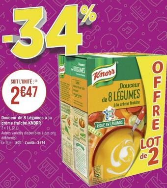 Géant Casino Knorr douceur de 8 légumes à la crème fraîche offre