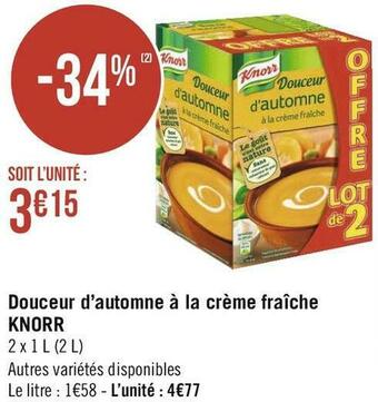 Géant Casino Knorr douceur d’automne à la crème fraîche offre