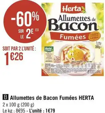 Géant Casino Herta allumettes de bacon fumées offre