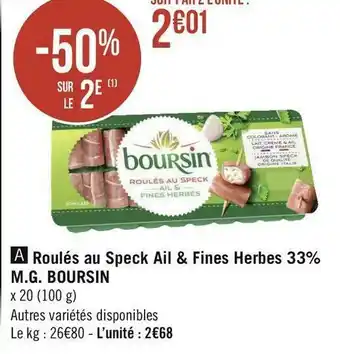 Géant Casino Boursin roulés au speck ail & fines herbes 33% m.g. offre