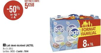 Géant Casino Lactel lait demi-écrémé offre