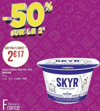 Géant Casino Danone yaourt nature skyr 0% m.g. offre