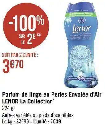 Géant Casino Lenor parfum de linge en perles envolée d’air la collection* offre
