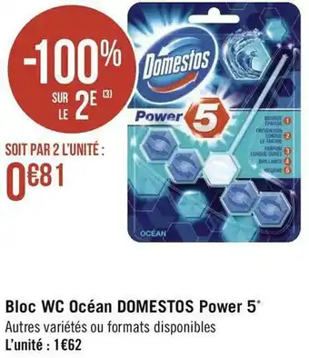 Géant Casino Domestos bloc wc océan power 5* offre