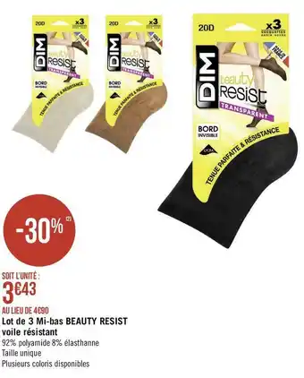 Géant Casino Dim lot de 3 mi-bas beauty resist voile résistant offre