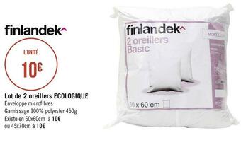 Finlandek lot de 2 oreillers ecologique