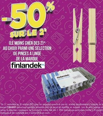 Géant Casino Finlandek bon plan sur une selection de pinces a linge de la marque finlandek offre