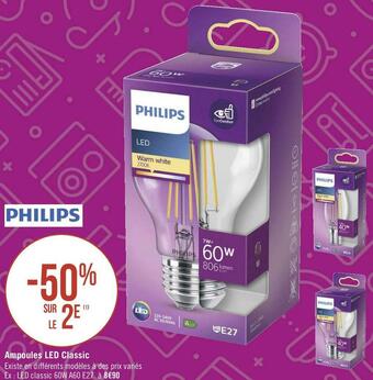 Géant Casino Philips bon plan sur les ampoules led classic de la marque philips offre