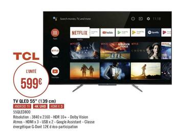 Tcl tv qled 55’’ (139 cm)