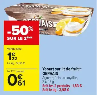 Carrefour Market Gervais yaourt sur lit de fruit offre