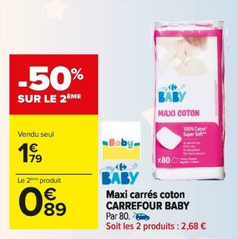 Carrefour Market Carrefour baby maxi carrés coton offre