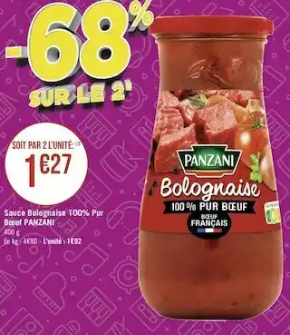 Géant Casino Panzani sauce bolognaise 100% pur bœuf offre