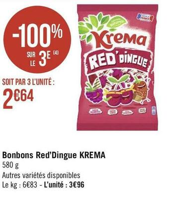Géant Casino Krema bonbons red’dingue offre