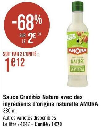 Amora sauce crudités nature avec des ingrédients d’origine naturelle