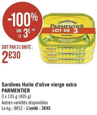 Géant Casino Parmentier sardines huile d’olive vierge extra offre