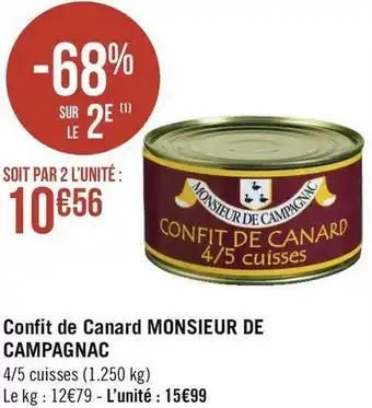 Géant Casino Monsieur de campagnac confit de canard offre