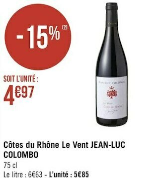 Géant Casino Jean-luc colombo côtes du rhône le vent offre