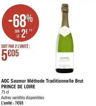 Géant Casino Prince de loire aoc saumur méthode traditionnelle brut offre