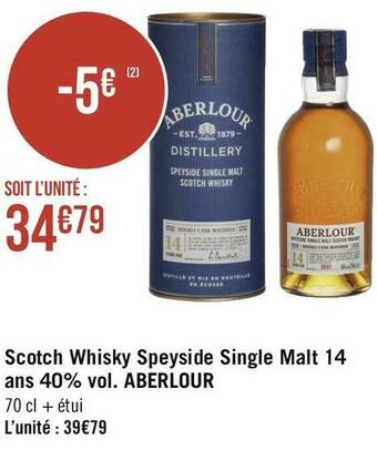 Géant Casino Aberlour scotch whisky speyside single malt 14 ans 40% vol. offre